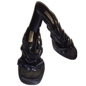 Nathalie M Navy Blue Strappy Slide High Heels 8.5M